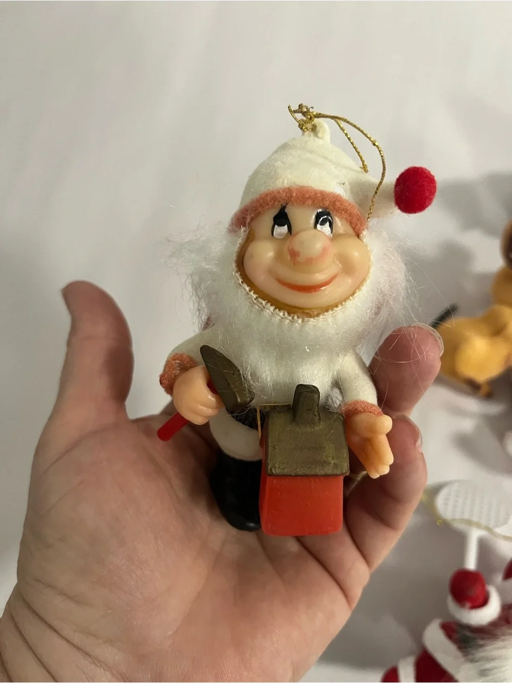 7 vintage flocked ornaments